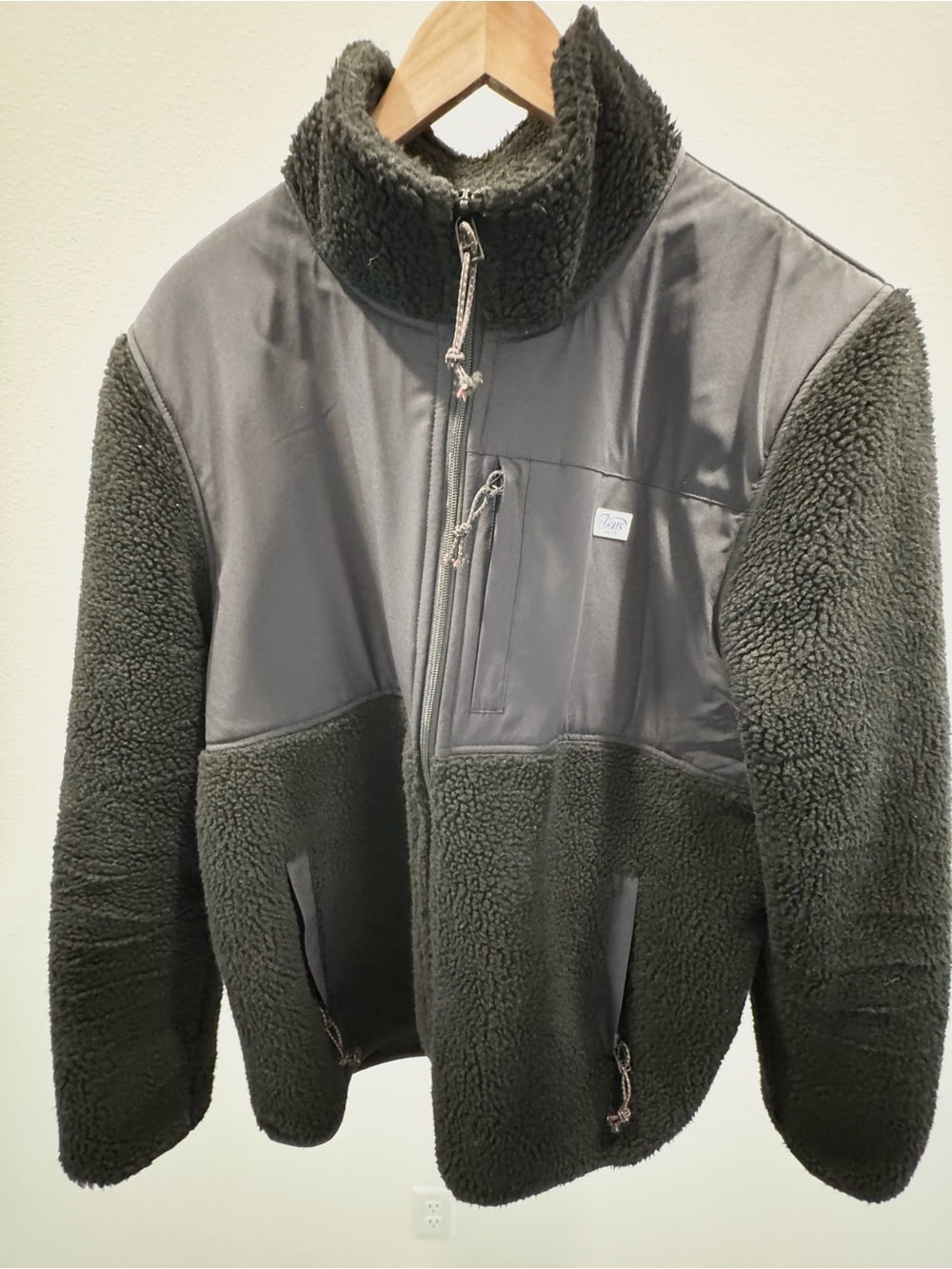 Men's Black Sherpa Jacket with Zip Pockets